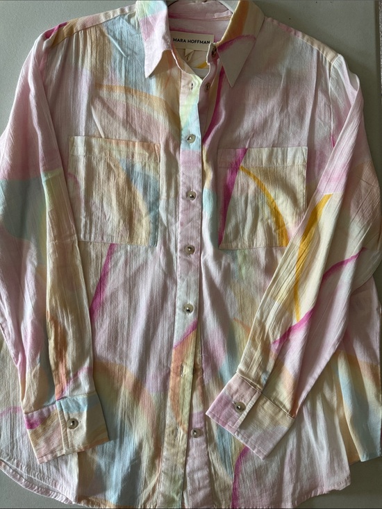 Mara Hoffman Tops - Mara Hoffman Pastel Multi Watercolor Button-Down Shirt Size S